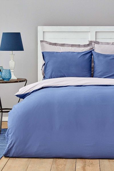 Karaca Home Σετ παπλωματοθήκης μονής διπλής όψης Basic Grey Indigo