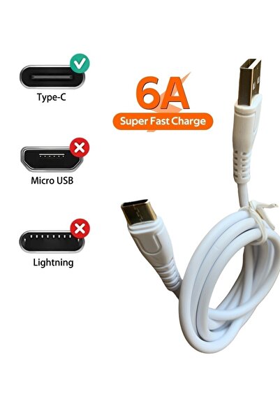 ATA ELEKTRONİK 6 Amper 1 Metre 6a Super Hızlı Fast Type C Type-c Usb Data Şar...