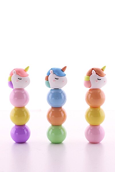 HediyeFilesi 3 Adet 9 Kalemli Unicorn Tasarımlı Fosforlu Kalem Set
