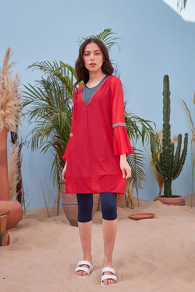 Remsa Mayo V-Neck Short Pareo 428-12 Red