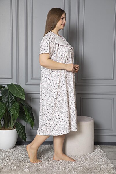 SEBOTEKS 100% Cotton Combed Cotton Short Sleeve Plus Size Mother's Nightgown 160