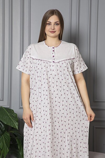 SEBOTEKS 100% Cotton Combed Cotton Short Sleeve Plus Size Mother's Nightgown 160