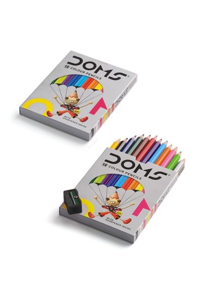 Bigpoint Premium Doms Crayons 12 Colors Half Size + Sharpener