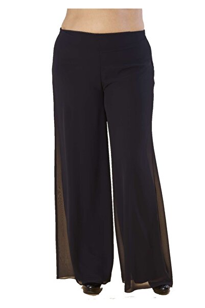 günay boutıque Plus Size Chiffon Trousers Black