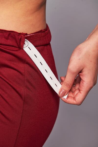 Emose Front Buttoned Maternity Shorts Set Claret Red