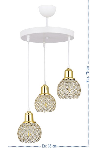 Genel Markalar Hümeyra 3 Lü Lüx Taşlı Sarkıt Avize (beyaz)