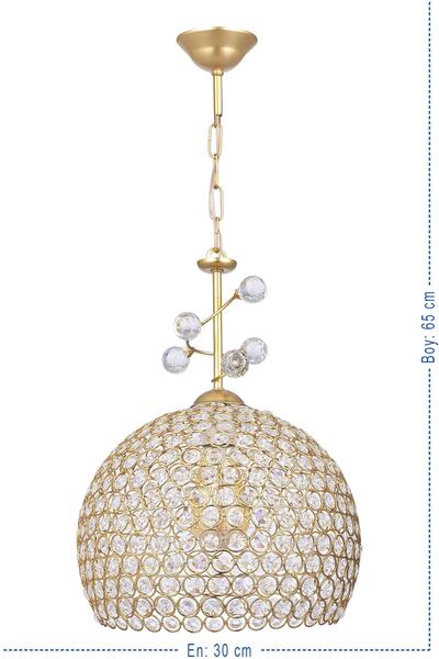 Genel Markalar Hümeyra Fiskiyeli Taşlı Sarkıt Avize 30 Cm (gold)