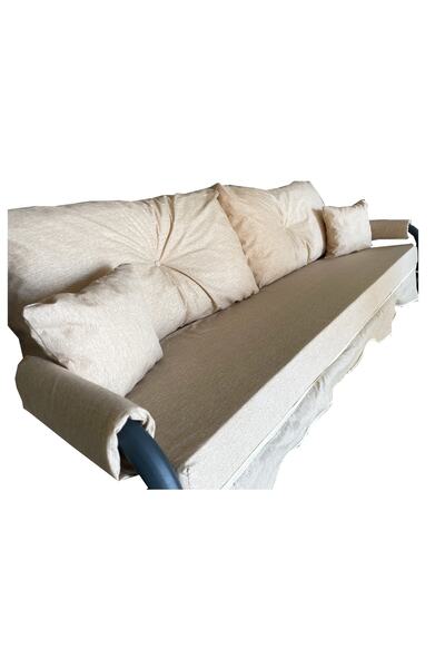 Vip Home Concept 3 Kişilik Luxury Vip Salıncak Minderi Düğmeli-süngerli Bahçe Minderi Cappuccino