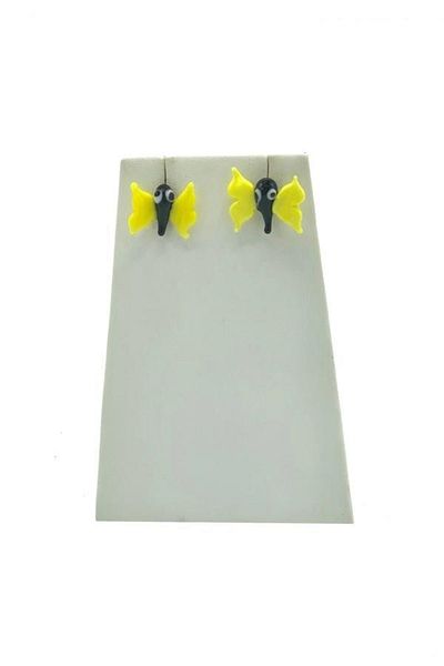 Dünyadan Hediyeler Italy Murano Glass Yellow Butterfly Earrings