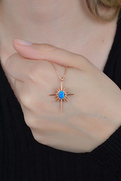 ESSARE 925 Ayar Gümüş Firuze Taşlı Kutup Yıldızı Kolye