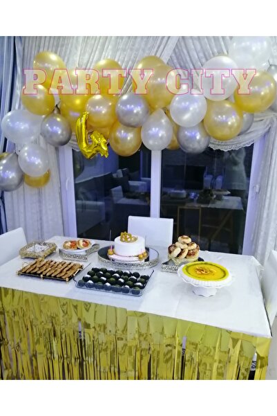 Party City 50pcs Chrome Silver-metallic Gold-white Balloons and 5mt Balloon C...