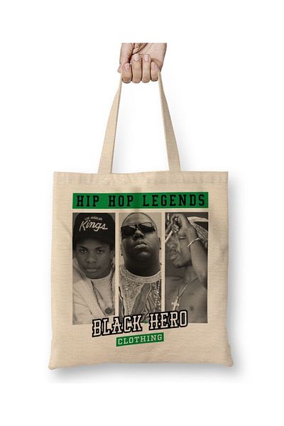Baskı Dükkanı Υφασμάτινη τσάντα Hip Hop Legends με μακριά λαβή
