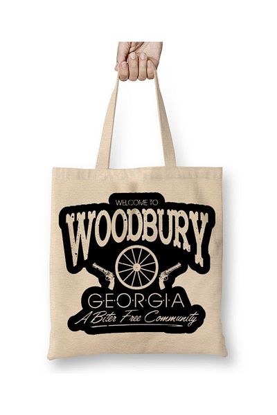 Baskı Dükkanı The Walking Dead Καλώς ήρθατε στην υφασμάτινη τσάντα Woodbury με μακριά λαβή