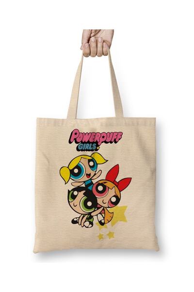Baskı Dükkanı Geantă tote pentru fete Powerpuff cu mâner lung