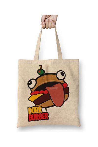 Baskı Dükkanı Υφασμάτινη τσάντα Fortnite Burger με μακριά λαβή