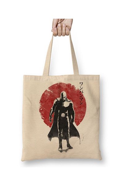 Baskı Dükkanı Υφασμάτινη τσάντα One Punch Hero με μακριά λαβή