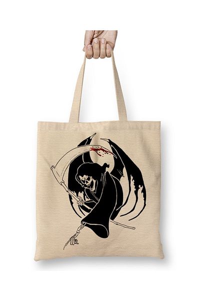 Baskı Dükkanı Rock Roll Music Guitar 02 Cloth Bag Long Handle