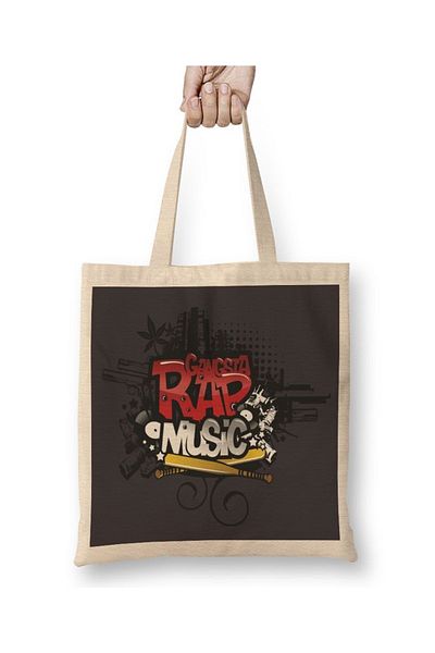 Baskı Dükkanı Gangsta Rap Music Music 21 υφασμάτινη τσάντα με μακριά λαβή
