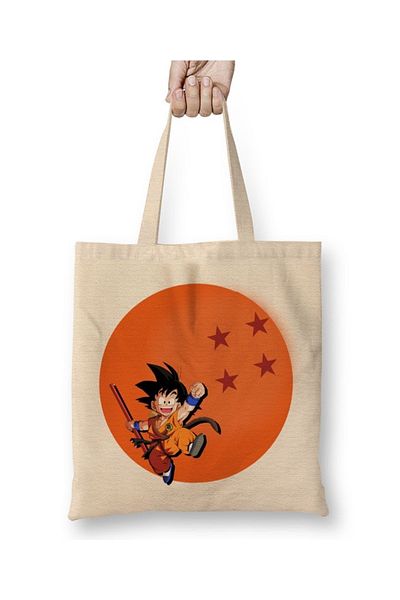 Baskı Dükkanı Geantă din pânză Goku Pequeno 01 cu mâner lung