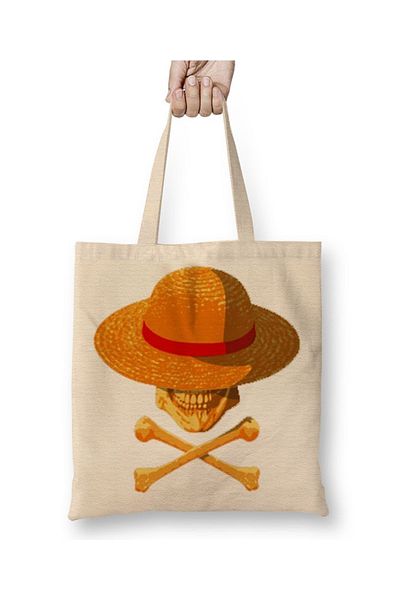 Baskı Dükkanı One Piece Skull υφασμάτινη τσάντα με μακριά λαβή