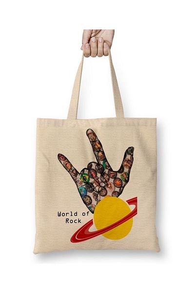 Baskı Dükkanı Rock Roll Music Guitar 04 Cloth Bag Long Handle