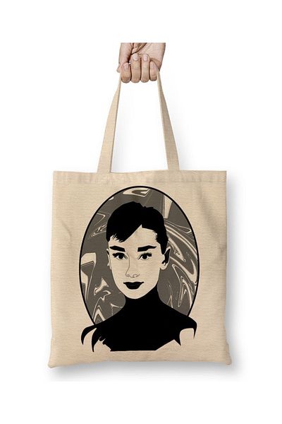 Baskı Dükkanı Υφασμάτινη τσάντα Audrey Hepburn με μακριά λαβή