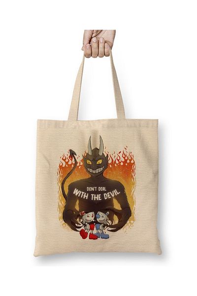 Baskı Dükkanı Cuphead 01 υφασμάτινη τσάντα με μακριά λαβή