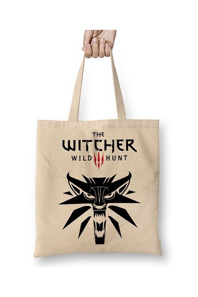 Baskı Dükkanı Geantă din pânză Geralt Witcher 3 Wild Hunt cu mâner lung