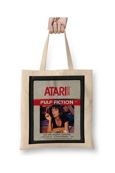Baskı Dükkanı Pulp Fiction Game Atari υφασμάτινη τσάντα με μακριά λαβή