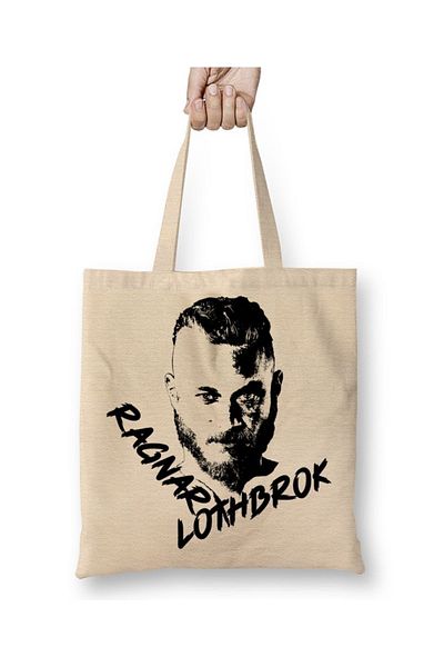 Baskı Dükkanı Geantă din pânză Ragnar Lothbrok cu mâner lung