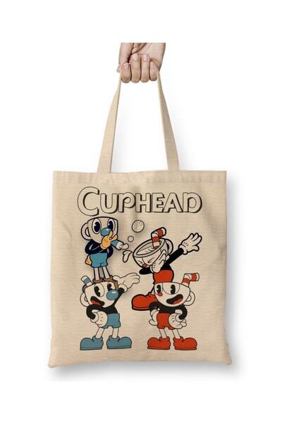 Baskı Dükkanı Cuphead tri krpe Torba duge Sa ručkom