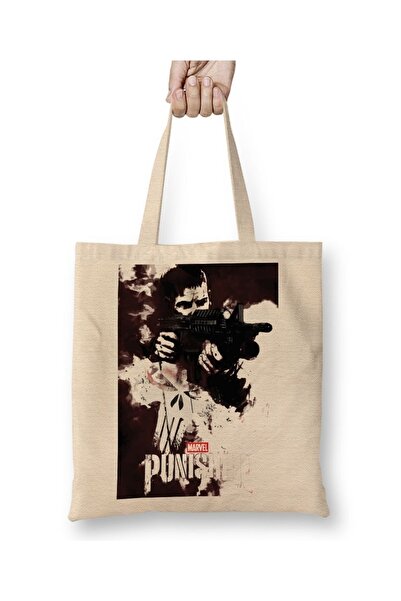 Baskı Dükkanı Marvel's The Punisher O Justiceiro Tkanina Torba Duga Sa ručkom