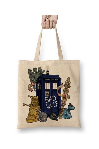 Baskı Dükkanı Geantă din pânză Doctor Who Tardis cu mâner lung