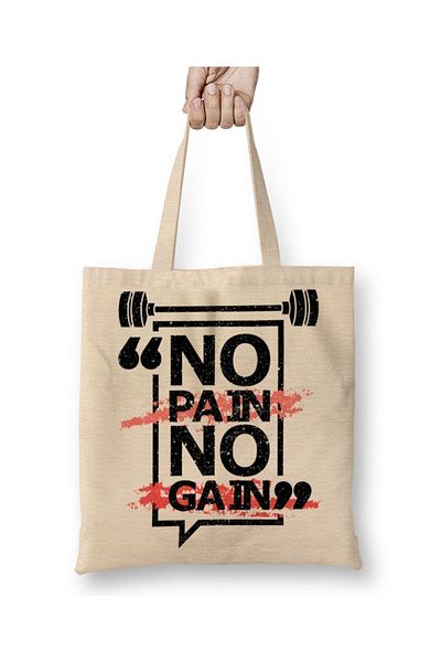 Baskı Dükkanı Geantă din pânză Mais Uma No Pain No Gain cu mâner lung