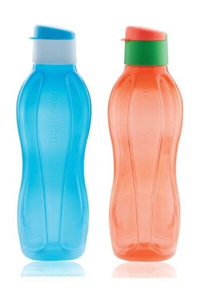 Tupperware زجاجة مياه إيكو 750 مل أزرق و 750 مل مرجاني
