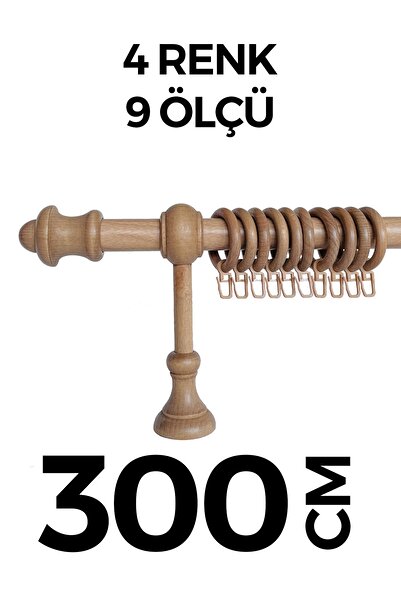 HLMSTOR Ahşap Rustik Perde Askısı Meşe Açık Kahve Raysız 300 Cm