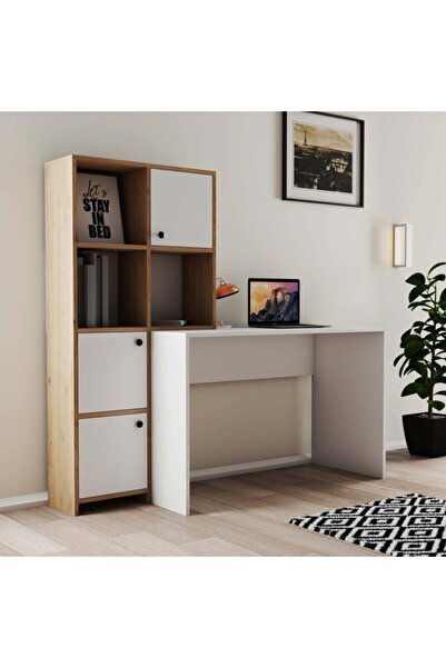 Mezza 1992 Silence Kitaplık - Çalışma Masası Takımı Sepet - Beyaz