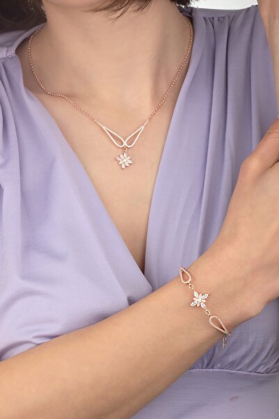Miavi Silver 925 Ayar Gümüş Umut Çiçeği Kanat Kolye Bileklik Takı Seti