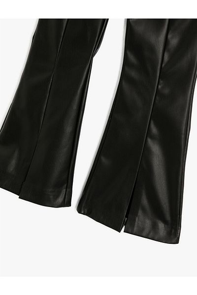 Koton Pantaloni detaliați cu aspect de flanel cu aspect de piele artificială