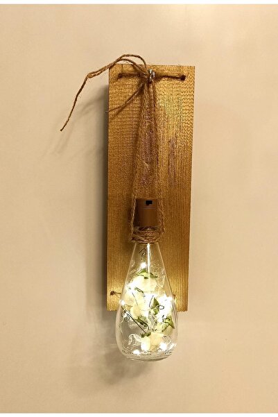 gaziantepavize Rose Dekoratif Ahşap Peri Led Işıklı Şişe Pilli Aplik