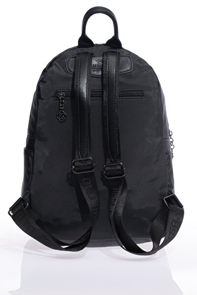 By Hakan Mega-621 Satin Fabric Women's Backpack Black