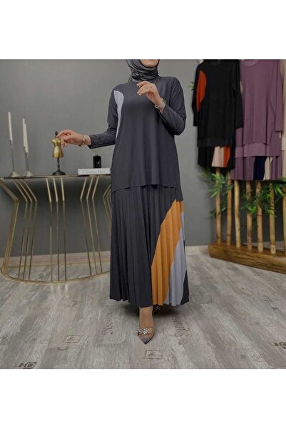 MODAMÜNASİP Υπέροχο διπλό κοστούμι με σανδί φούστα