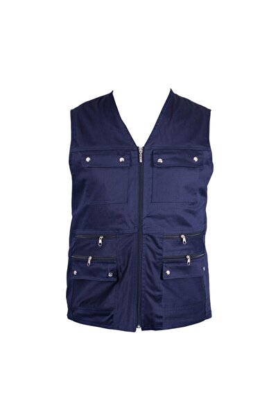 m modası Erkek Çok Cepli Yazlık Lacivert Avcı Yelek