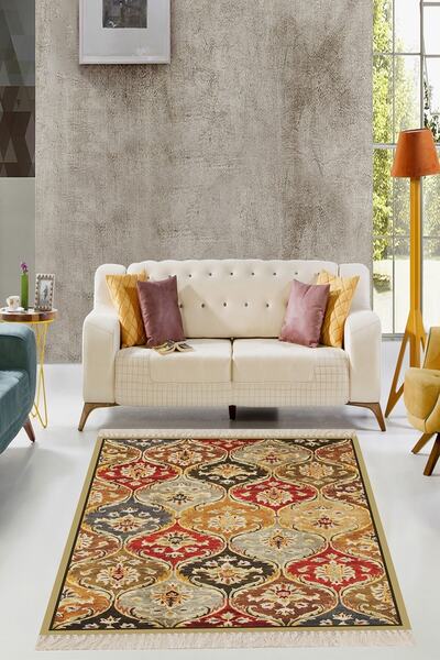 on the clouds Osmanlı Desen Dijital Baskı Yıkanabilir Etnik Salon Halı Ve Yolluk