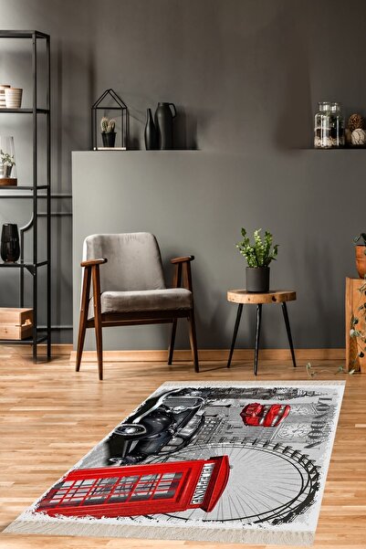 on the clouds Ingiliz Telefon Kulübesi Desen Dijital Baskı Yıkanabilir Kaymaz...