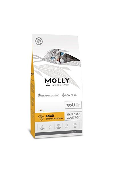 Molly Hairball Düşük Tahıllı Tavuklu Yetişkin Kedi Maması 2 kg