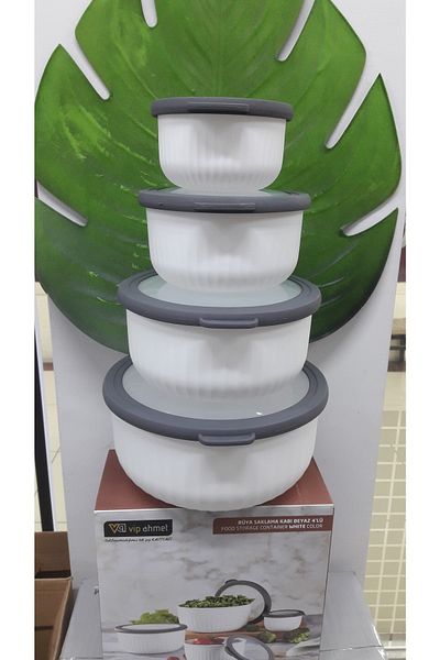 VİP AHMET Set of 4 White Vip Ahmet Vacuum Storage Containers