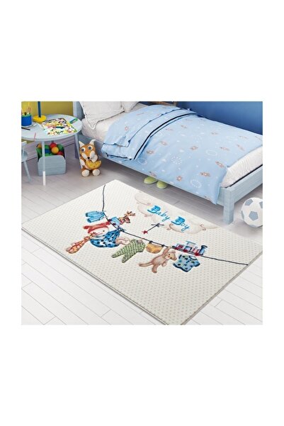 Confetti Baby Boy 100x150 Bej Oymalı Çocuk Halısı