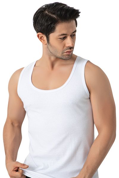 LÜXDRM Pack of 2, 100% Cotton, Ribbed Camisole Specially Woven, Men's Undershirt 156