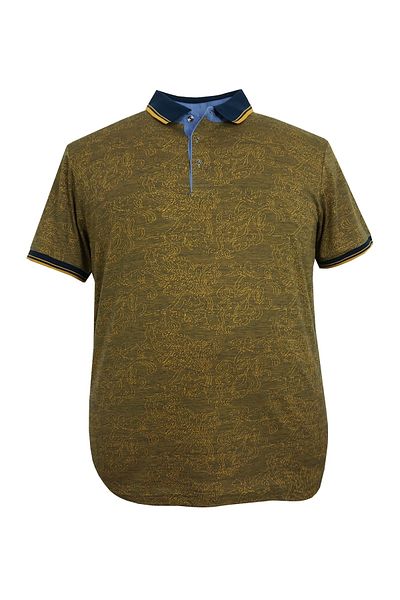 rugatchi Ανδρικό μπλουζάκι μεγάλου μεγέθους Jacquard Single Jersey Polo Neck